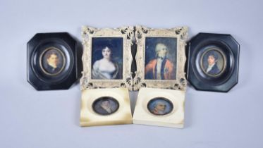 A Collection of Three Pairs of Reproduction Printed Portrait Miniatures