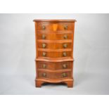 A Modern Yew Wood Serpentine Small Chest of Six Drawers, 42cm Wide 78cm High