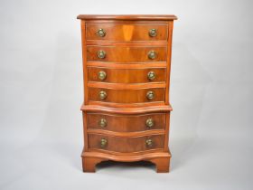 A Modern Yew Wood Serpentine Small Chest of Six Drawers, 42cm Wide 78cm High