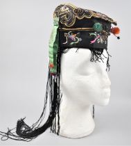 An Early 20th Century Chinese Silk Ceremonial Child's Tiger Wind Hat with Embroidered and Applied