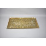 An Arts and Crafts Hand Beaten Rectangular Brass Tray with Fruit and Foliate Decoration, 55cmX27cm