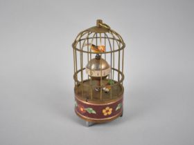 A Reproduction Novelty Automaton Bird Cage Clock, Working Order, 15cm High