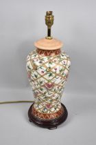 A Modern Ceramic Vase Shaped Table Lamp Base on Turned wooden Plinth, No Shade, 46cm High