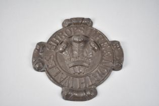 A Reproduction Cast Iron Fire Insurance Mark Plaque for Shropshire and North Wales, Inscribed