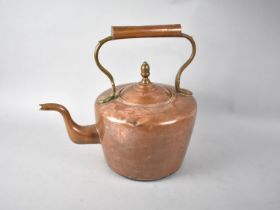 A Vintage Large Copper Kettle with Acorn Finial, 31cm High