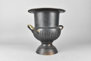 A Patinated Brass Two Handled Urn, 22.5cm Diameter and 25cm High