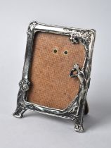 A Small Silver Plated Art Nouveau Style Photo Frame with Maiden Decoration, 9.5cm High and 7.5cm