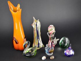 A Collection of Various Mid and Late 20th Century Coloured Glass to Comprise Large Orange Studio