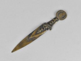 A Vintage Dagger Shaped Bookmark with Faux Coin Handle, 14cm Long