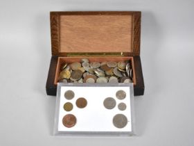 A 1962/66 Coin Set for Great Britain Together with a Wooden Box Containing British and Foreign Coins