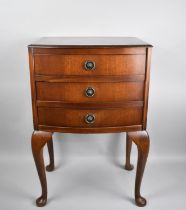 A Mid 20th Century Bow Fronted Mahogany Three Drawer Chest on Cabriole Legs, 45cm Wide and 68cm High