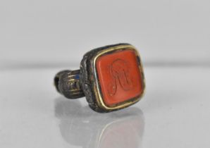 A Late 19th/Early 20th Century Intaglio Fob Seal with Carved Stone Monogrammed 'R A'