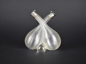 A George V Silver and Ribbed Glass Double Oil Bottle, Birmingham Hallmark 1918, 12cm high