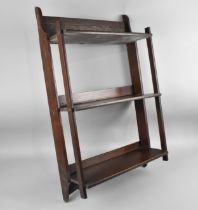 An Edwardian Oak Three Tier Shelf Unit with Carved Gallery, 48cm Wide and 76cm high