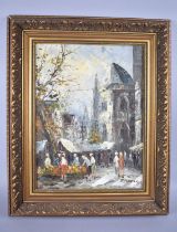 A Gilt Frame Oil of Canvas Depicting Paris Flower Market, Signed M. Parker, 29x39cm