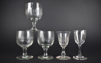 A Collection of Five Various 19th Century Drinking Glasses (Various Conditions)