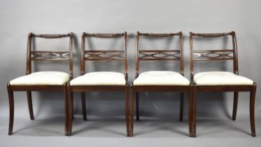 A Set of Four Modern Mahogany Framed Dining Chairs