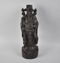 A Reproduction Bronze Effect Resin Figure of a Standing Chinese Emperor, 39cm high