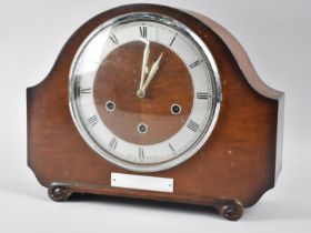 A Mid 20th Century Walnut Cased Westminster Chime Presentation Mantel Clock Celebrating 45 Years