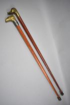 Two Late 20th Century Walking Canes with Brass Handles, Phoenix and Duck