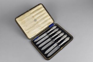 A Cased Set of Silver Handled Fruit/Cake Knives by Henry Graves, Sheffield 1903, the Blades by