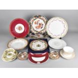A Collection of Various Ceramics to Comprise Spode Plates, Crown Derby Imari Coffee Can Saucers,