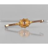 A 19th Century 9ct Gold Pin Brooch with Central Small Mounted Diamond, Replacement Pin, 5cm wide,