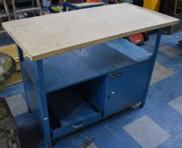 A Metal Workbench with Base Cupboard by Clarke, 150cms by 60cms