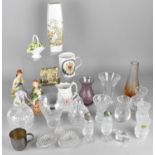 A Collection of Various Ceramics and Glassware to Comprise Vases, Cottage Ornament, Figural