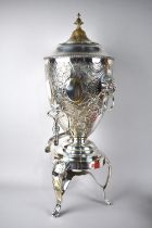 A Continental Silver Plated Vase Shaped Spirit Samovar with Repoussé Foliate Decoration to Body