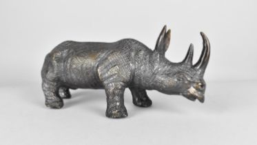 A Large Heavy Bronze Study of a Rhinoceros, 28cm Long