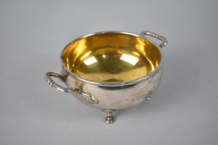 A Reproduction Russian Silver Twin Handled Bowl Raised on Four Feet, 7cm high,