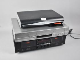 A Sky 3D "On Demand" Box, A Samsung DVD and VCR Recorder and a Denon Cassette Tape Deck DRW-750