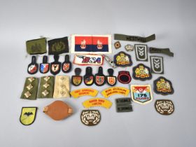 A Collection of Various Modern Military Cloth Badges, Whistle Etc