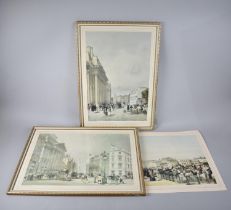 Two Framed and One Loose Print of London Streets, Each 48x32cms