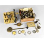 A Collection of Various Watch Parts to Include Movements, Faces, Cases etc together with a Clock