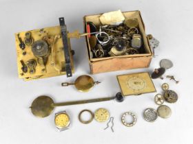 A Collection of Various Watch Parts to Include Movements, Faces, Cases etc together with a Clock