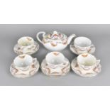 An Early/Mid 20th Century Aynsley Floral Swag and Bow Decorated Tea Set to Comprise Teapot, Four