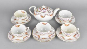 An Early/Mid 20th Century Aynsley Floral Swag and Bow Decorated Tea Set to Comprise Teapot, Four