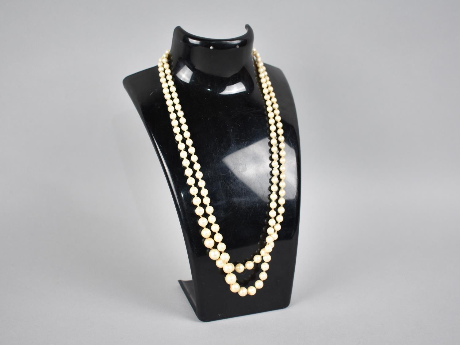 A 9ct Gold Mounted Two Row Faux Pearl Necklace