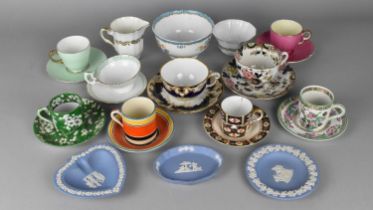 A Collection of Various Cups and Saucers to Comprise Royal Crown Derby Cobalt Blue Inset and Gilt