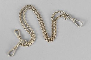 A White Metal Belcher Watch Chain with Three Dog Clip Clasps, Two Stamped Sterling 45cms Long, 17.