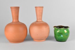 A Pair of Watcombe Pottery Terracotta Bottle Vases, 23cm high Together with Watcombe Pottery