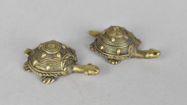 A Pair of Benin Bronze Tortoises, 5.5cms Long