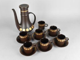 A Purbeck Pottery Coffee Set to Comprise Coffee Pot, Milk Jug, Six Coffee Cans and Six Saucers