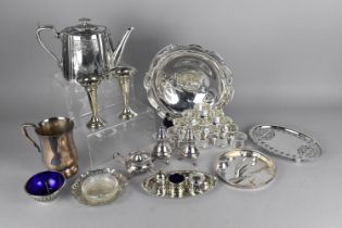 A Collection of Various Silver Plate to Comprise Napkin Rings, Teapot, Basket, Cruets etc