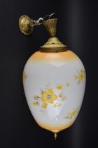 A 1970s Gilt Mounted Opaque Glass Ceiling Light Fitting, 48cms High