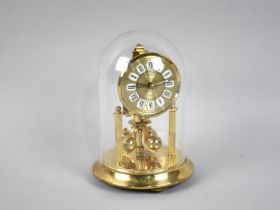 A Mid 20th Century Kundo Pillar Clock under Glass Dome, 16cms High