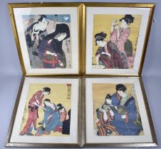 Two Pairs of Japanese Actor Prints, Each 30x40cms