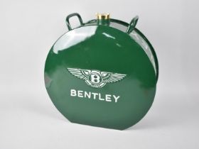 A Reproduction Circular Yellow Painted Petrol Tin for Bentley, Brass Tap, 36cms Diameter